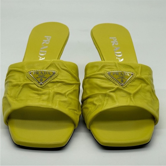 Prada coated Napa crinkled leather mules - Picture 2 of 7